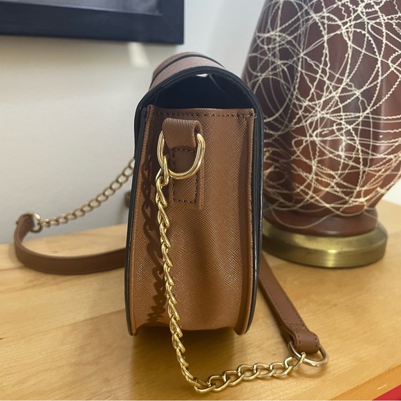 Canvas Crossbody Saddle Bag with Gold Hardware - Picture 5 of 9